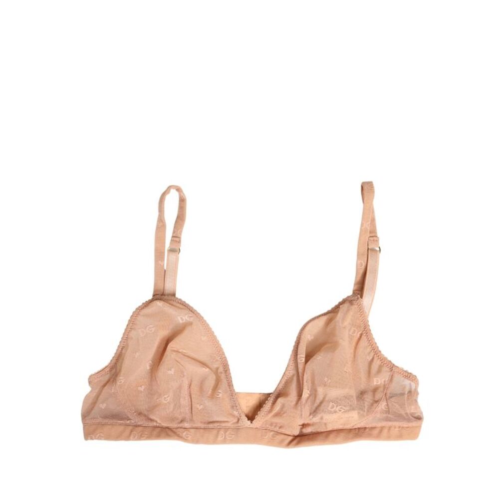 Dolce & Gabbana Beige Nylon Stretch Soft Cup Brassiere Women's Underwear